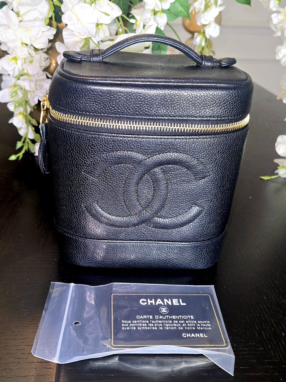 Chanel Vintage Caviar Leather Timeless Tall Vanity Case